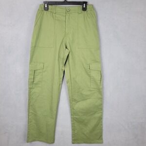 Lepunuo Cargo Pants Womens Small Green Cotton Stretch High Waisted Straight Leg